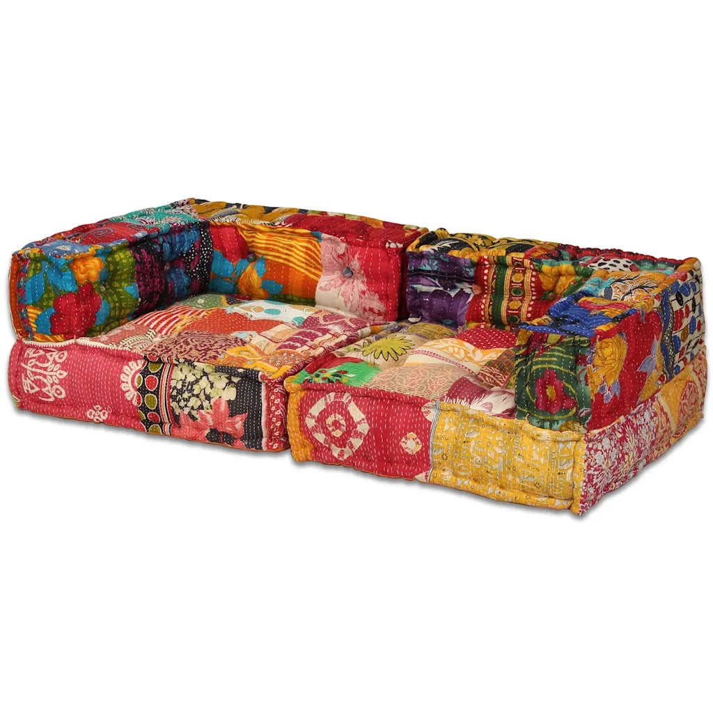Pouf Modulare a 2 Posti in Tessuto Patchwork 244977