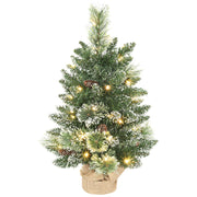 Albero di Natale Piccolo Innevato 60 cm  64 Rami e Pigne con 35 LED