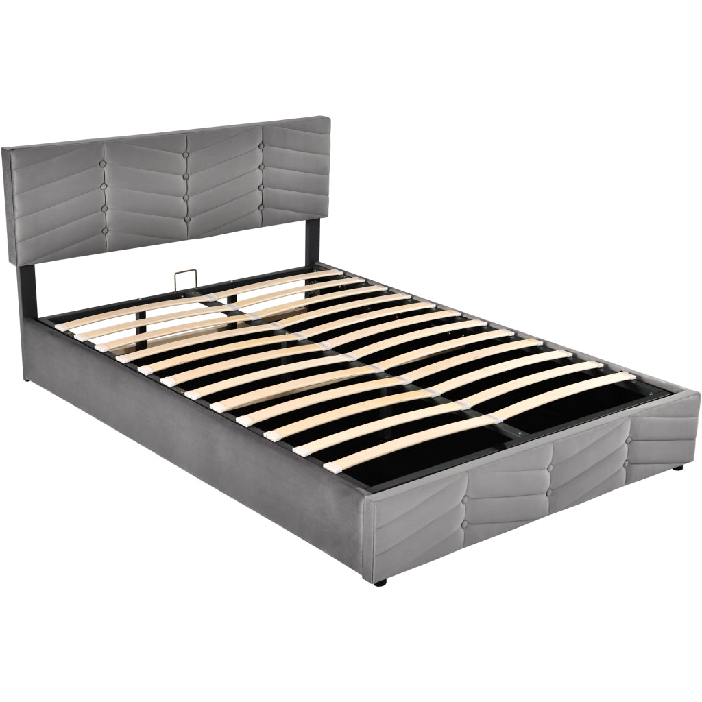 letto imbottito velluto grigio 140 x 190 cm
