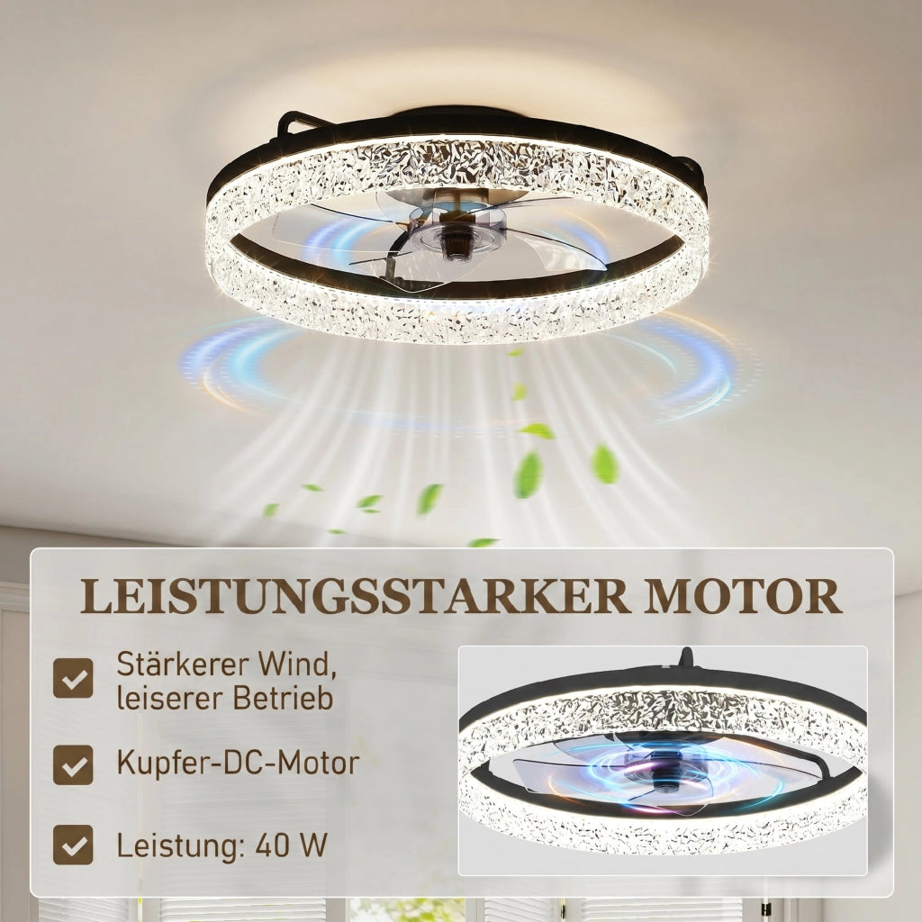 Ventilatore da Soffitto con Luce a LED Dimerizzabile e Telecomando ¨C Zephmum ¨C Nero