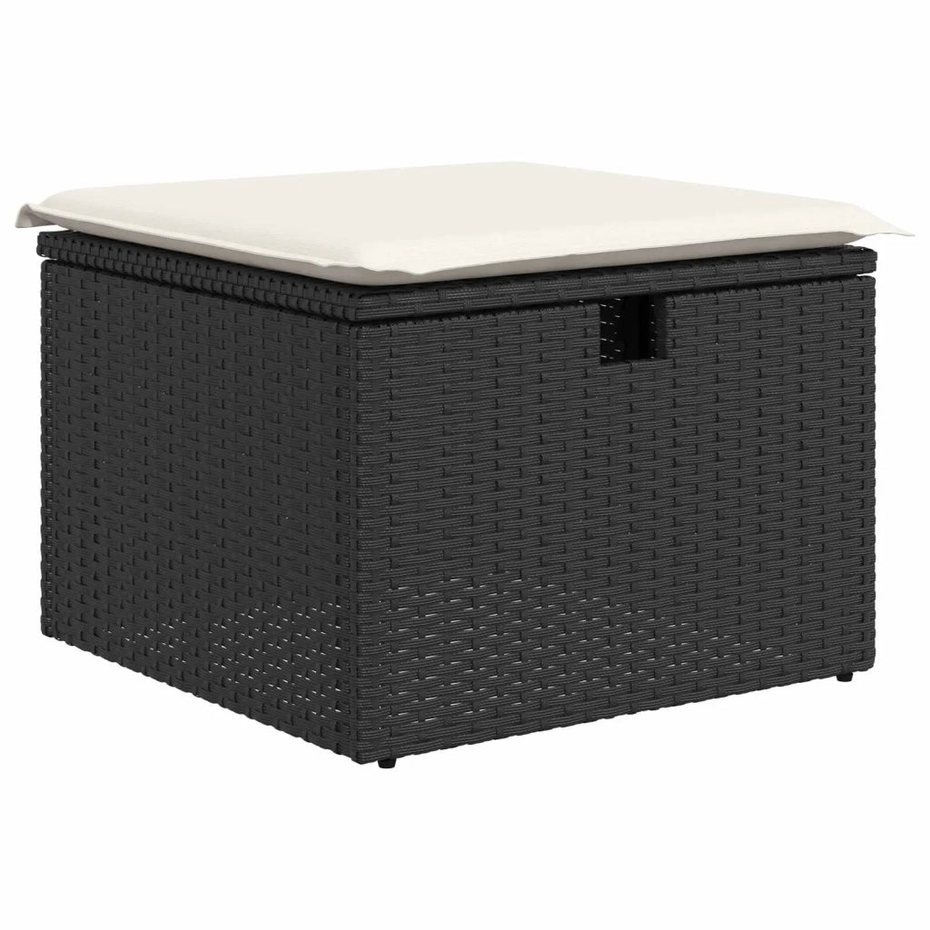 Set di divani con cuscino 8 pcs Nero e Crema polyrattan