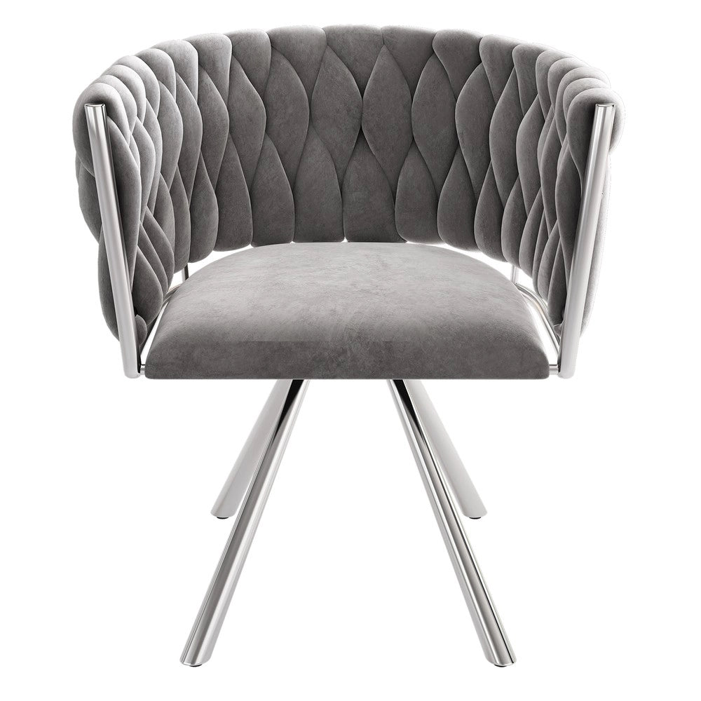 Set 4 sedie da pranzo girevoli ¨C Minimal ¨C Grigio, rivestimento velluto, gambe metallo argento
