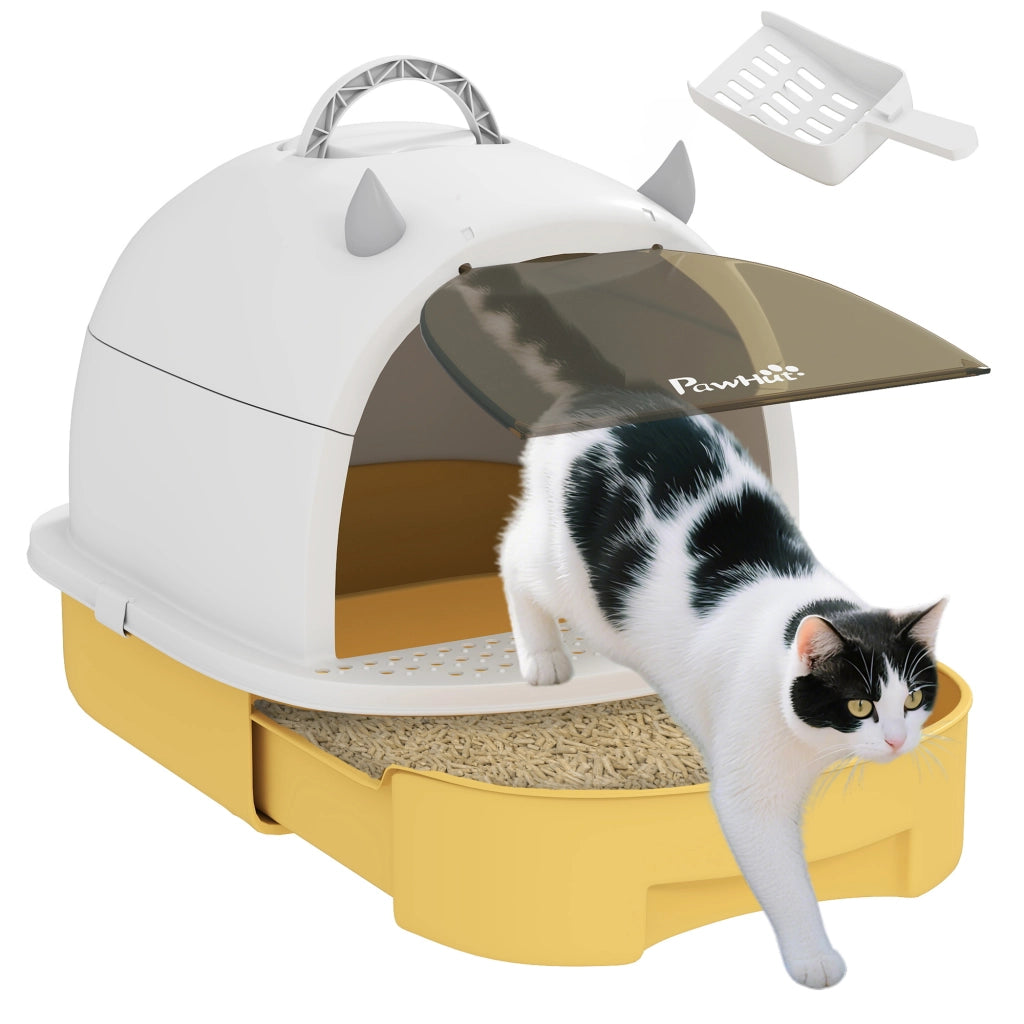 Casetta per gatti con lettiera chiusa e maniglia ¨C Minimal ¨C 40.5x52x39 cm giallo