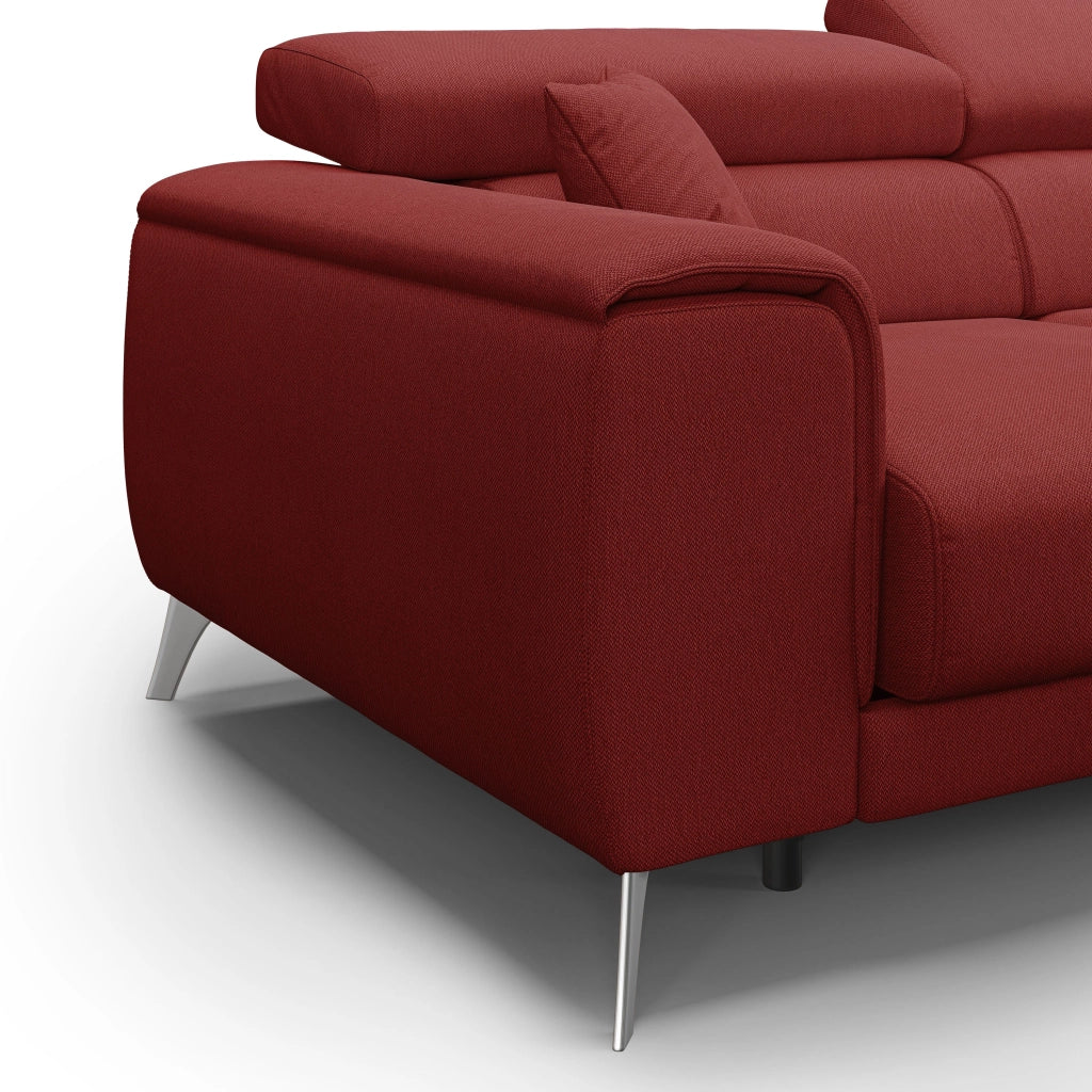 Fusion Divano angolare con sedute scorrevoli in tessuto morbido smacchiabile T05 260 cm Destro rosso