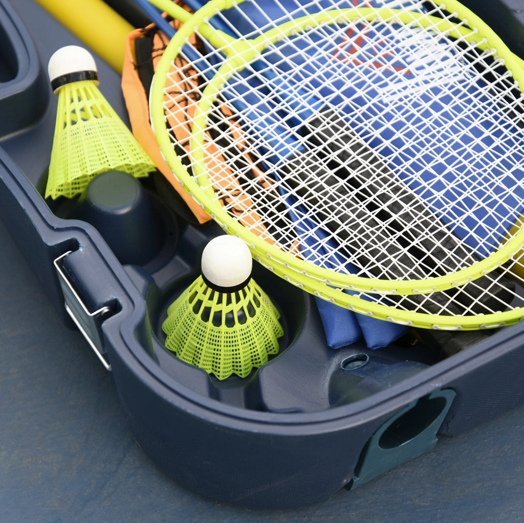 Rete badminton autoportante 286x33x157 cm plastica gialla/blu pieghevole
