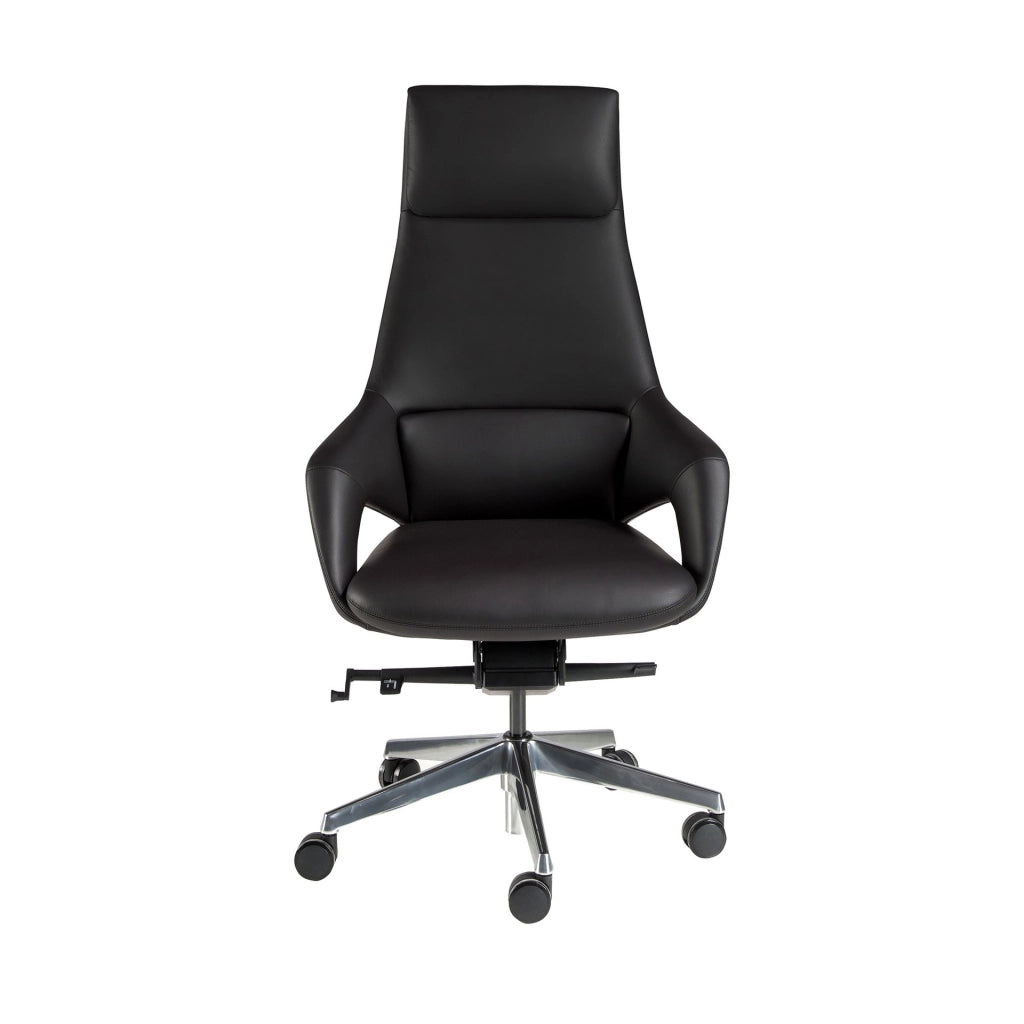 Sedia girevole da ufficio in similpelle nera