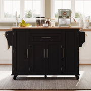 Carrello da cucina 120x45 cm con piano estensibile; MDF nero e naturale