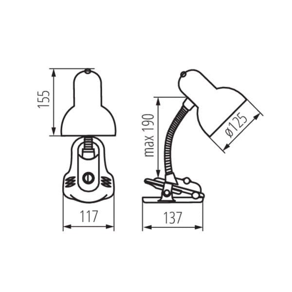 Lampada da scrivania Kanlux SUZI 7153 rosa con clip E27 40W