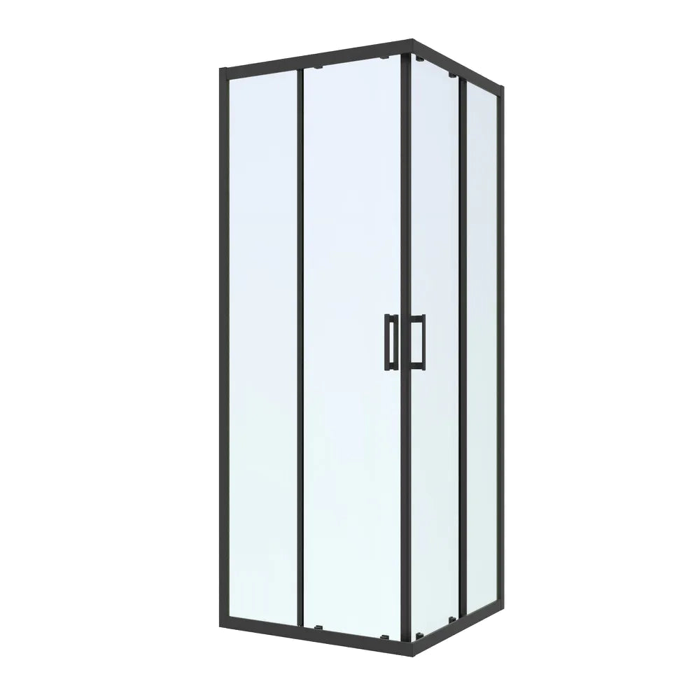 Box doccia angolare 70x100 cm apertura scorrevole profili nero opaco vetro 6mm trasparente anticalcare h198 | Tahiti