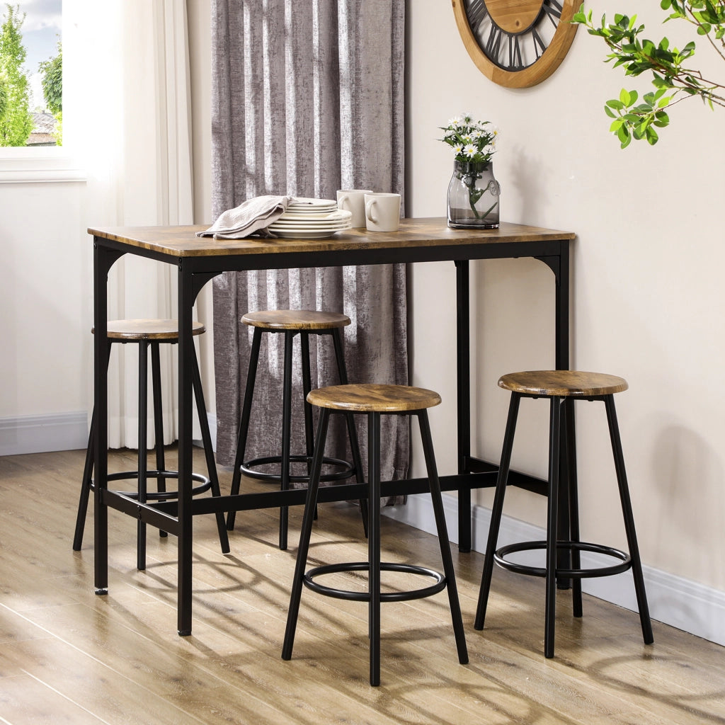 TAVOLO BAR Set da 5 pezzi 110x50x89,5 cm MDF Marrone