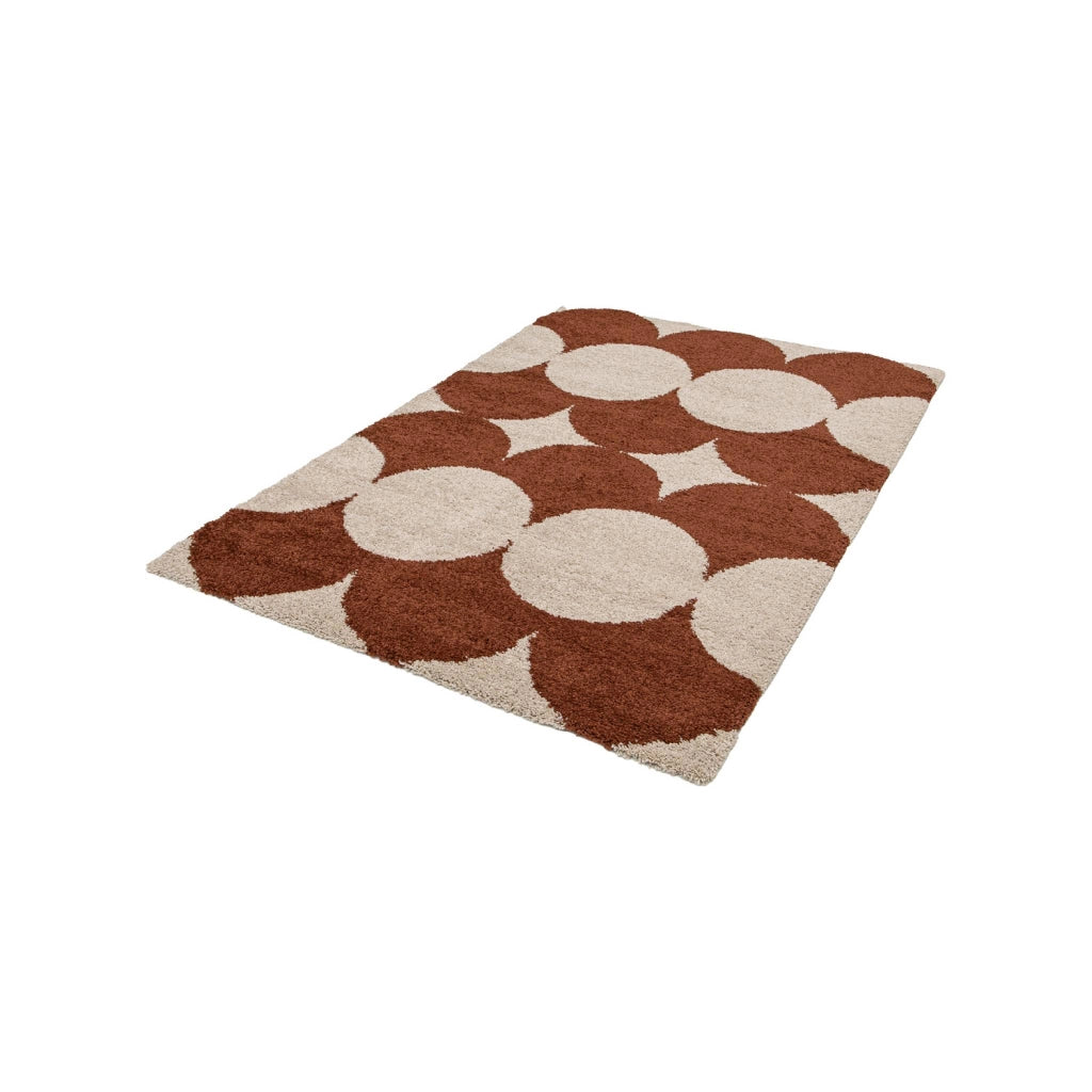Tappeto da interno motivo cerchi crema e terracotta