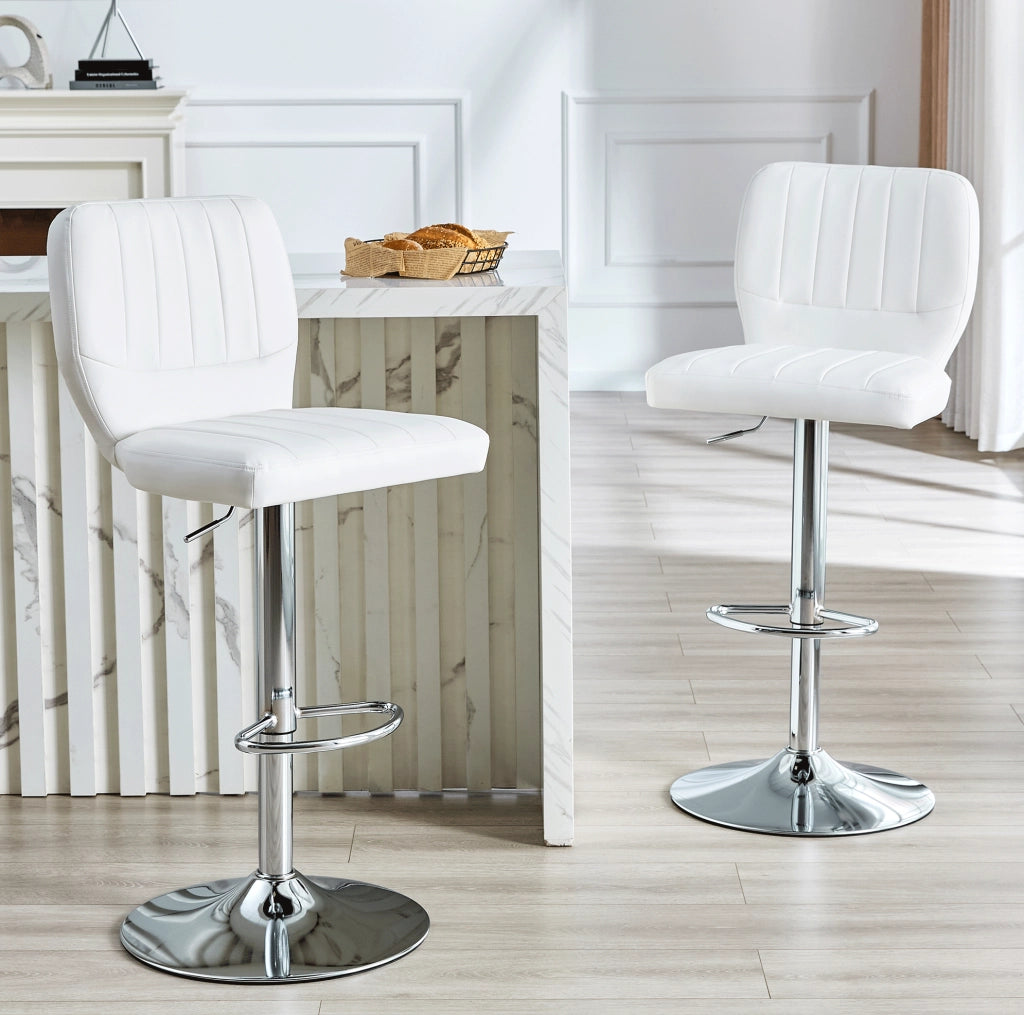 Sgabello da bar regolabile 52x45x93-114 cm metallo e PU bianco girevole