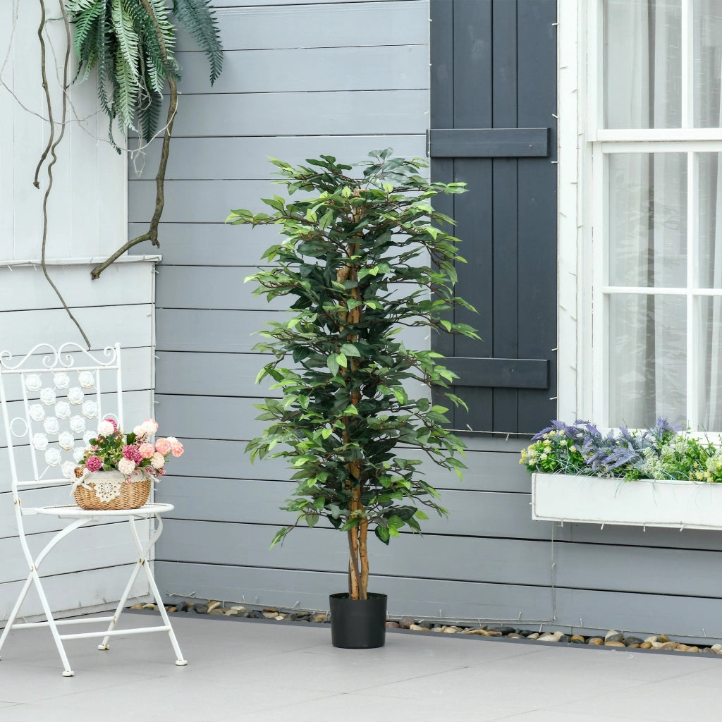 Pianta Artificiale di Ficus H150 cm con Vaso Verde