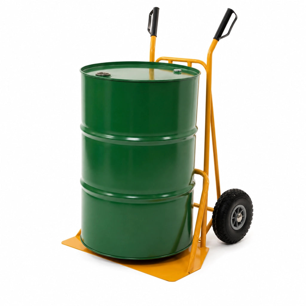Carrello Portafusti in Acciaio Verniciato – Portata 250 kg – Ruote Piene Anti-Foratura Ø260 mm – Per Fusti Olio e Vasi Industriali