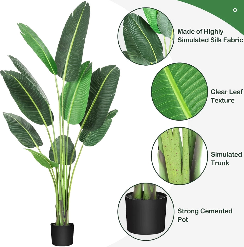 Set 2 Piante di Strelitzia Artificiale 150 cm Uccello del Paradiso con Vaso