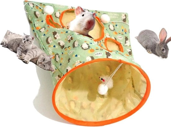 Tunnel Interattiva per Gatti - Panno di Carta - Resistente ai Graffi - Suoni di Ruggine - Piuma del Topo - per Gatti - Egel