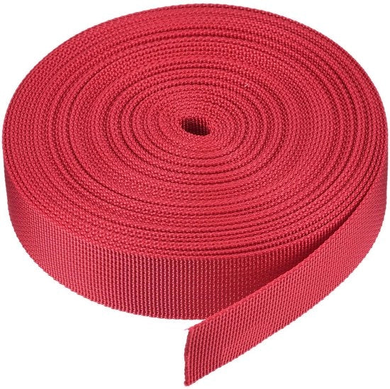Cintura Singola in Nylon - 2,5 cm - 9 Metri - Rosso Scuro - Cinturone - Sacchetto - Materiale Resistente