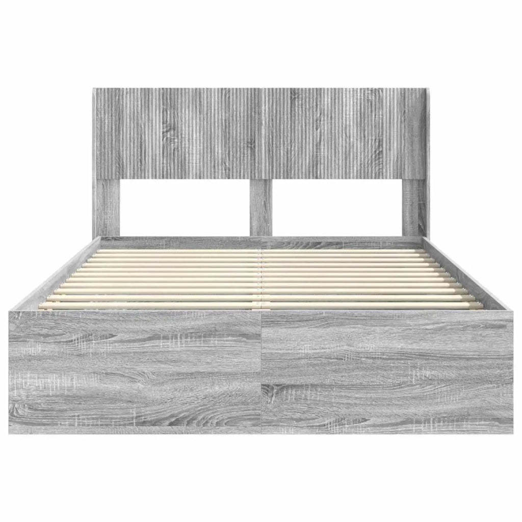 Struttura del letto con stoccaggio e testata-Giroletto con contenitore Sonoma grigio 989994