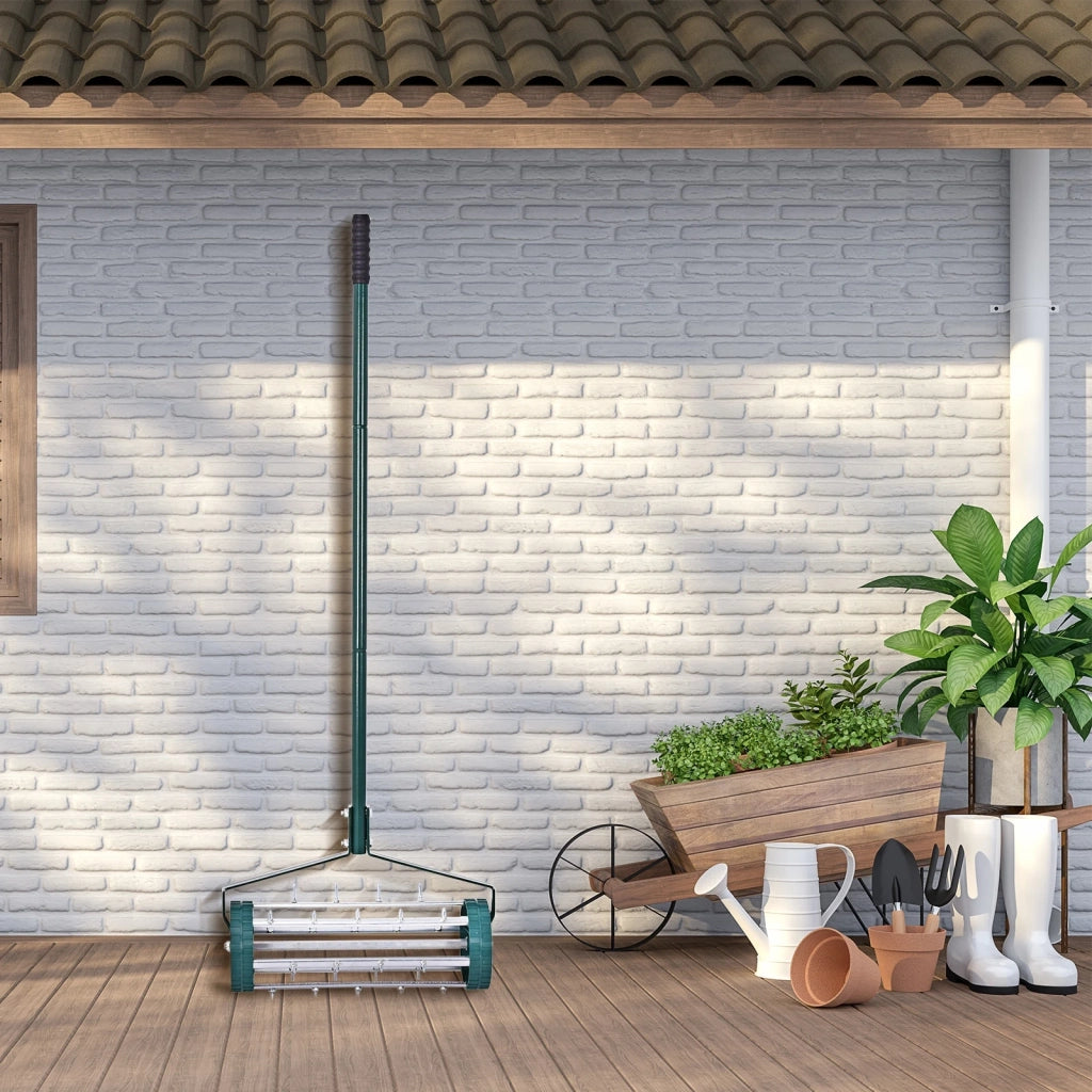 Aeratore per prato manuale a rullo 18 Inch con manico antiscivolo in acciaio e punte metalliche robusto per giardino