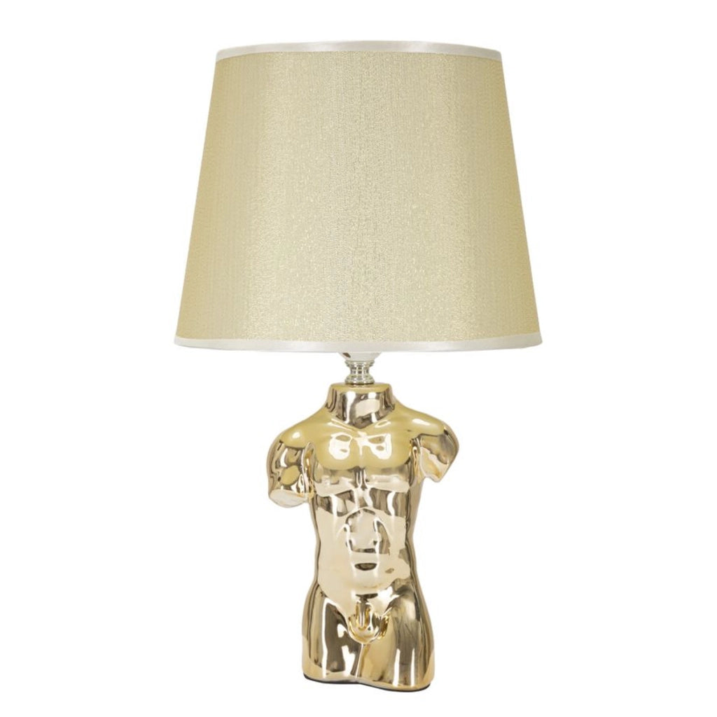 Lampada da Tavolo Uomo, Oro, Ceramica, 25x25x42,5 cm