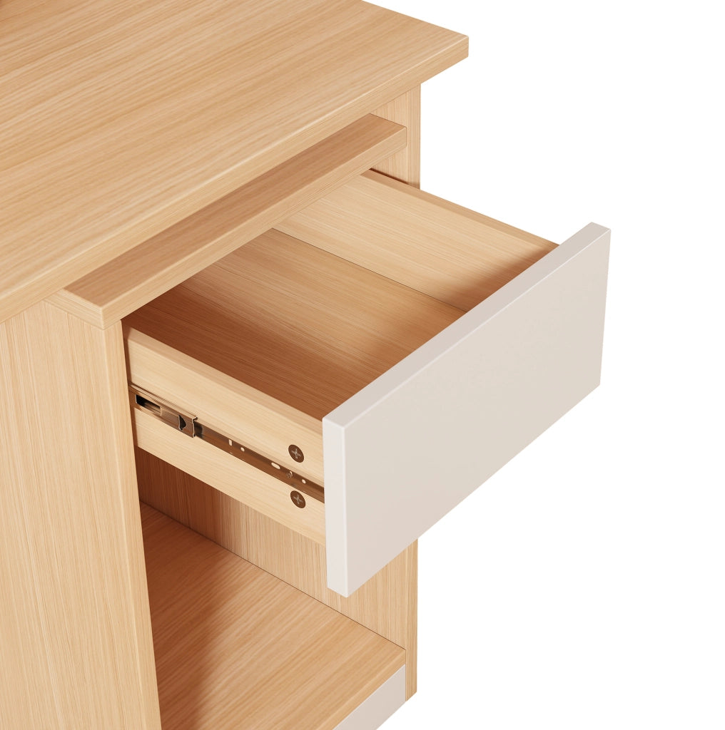 Scrivania girevole con colonna in MDF, bianco naturale, 180 cm
