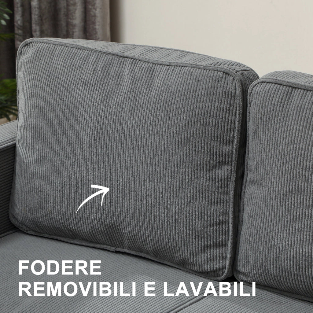 Divano 2 Posti con Spazio Contenitore e 2 Cuscini 140x63x79 cm Grigio