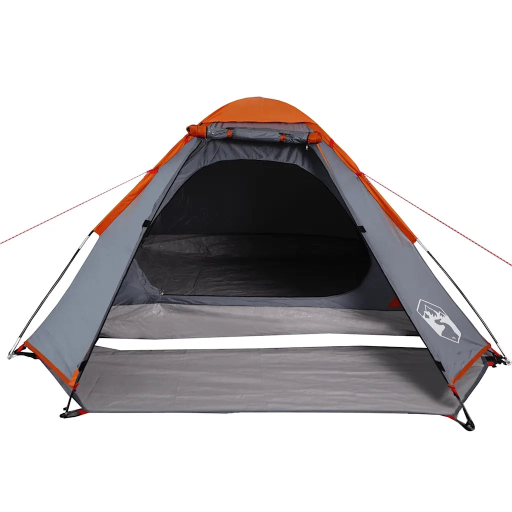 Tenda da Campeggio a Cupola 2 Persone-Tenda per Escursionismo Grigio e Arancione 938690