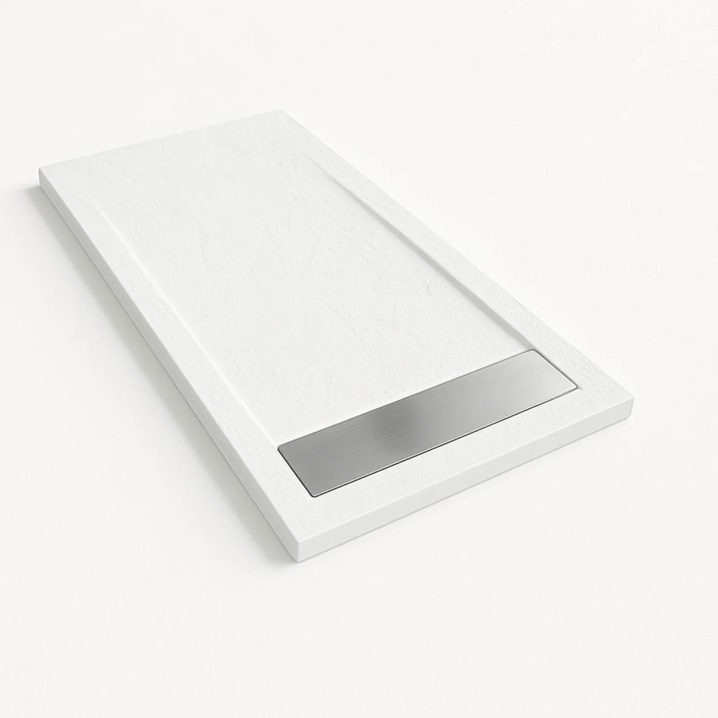 Piatto doccia Bidai con bordo 80X110 cm colore Bianco RAL 9003 griglia Acciaio inox