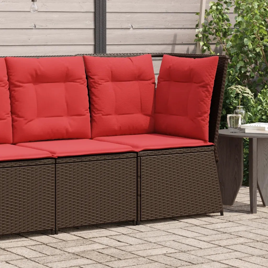 Divano angolare da giardino con Cuscini in Polyrattan Marrone 368988