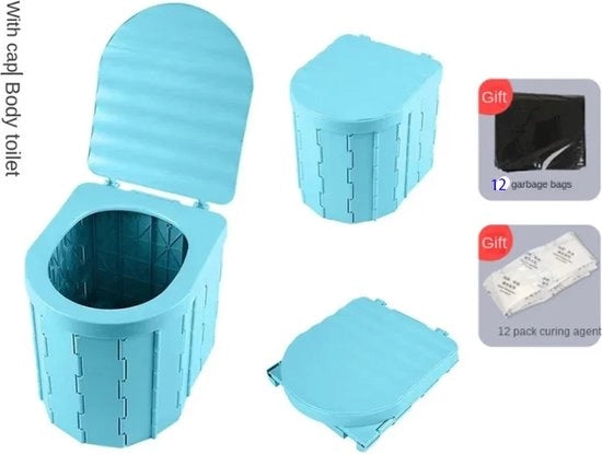 Emiciclo portatile wc con coperchio e sacchetti per camper e campeggio