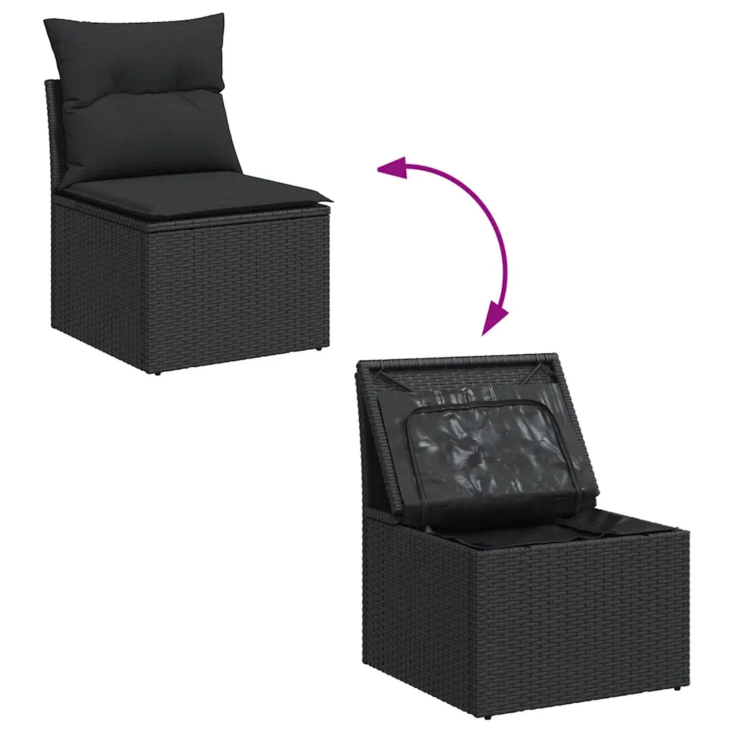 Set Divani da Giardino con Cuscini 7pz Nero Polyrattan 3326946