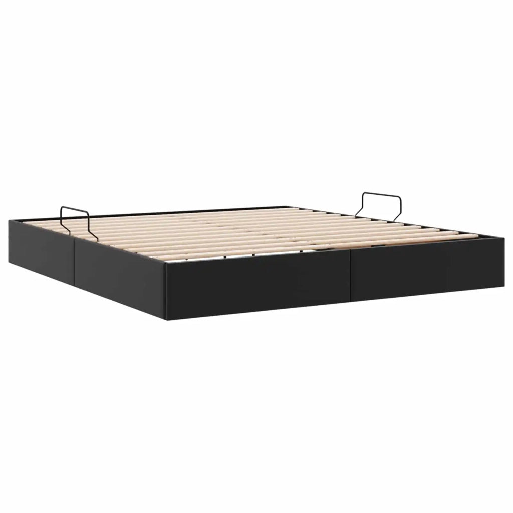 Letto ottomano Nero 160 x 200 cm Pelle Sintetica 3442778