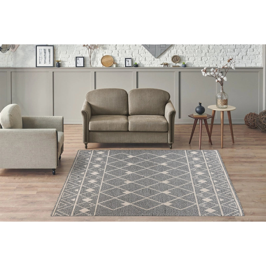 Tappeto Rhombus 300 a pelo corto grigio e beige