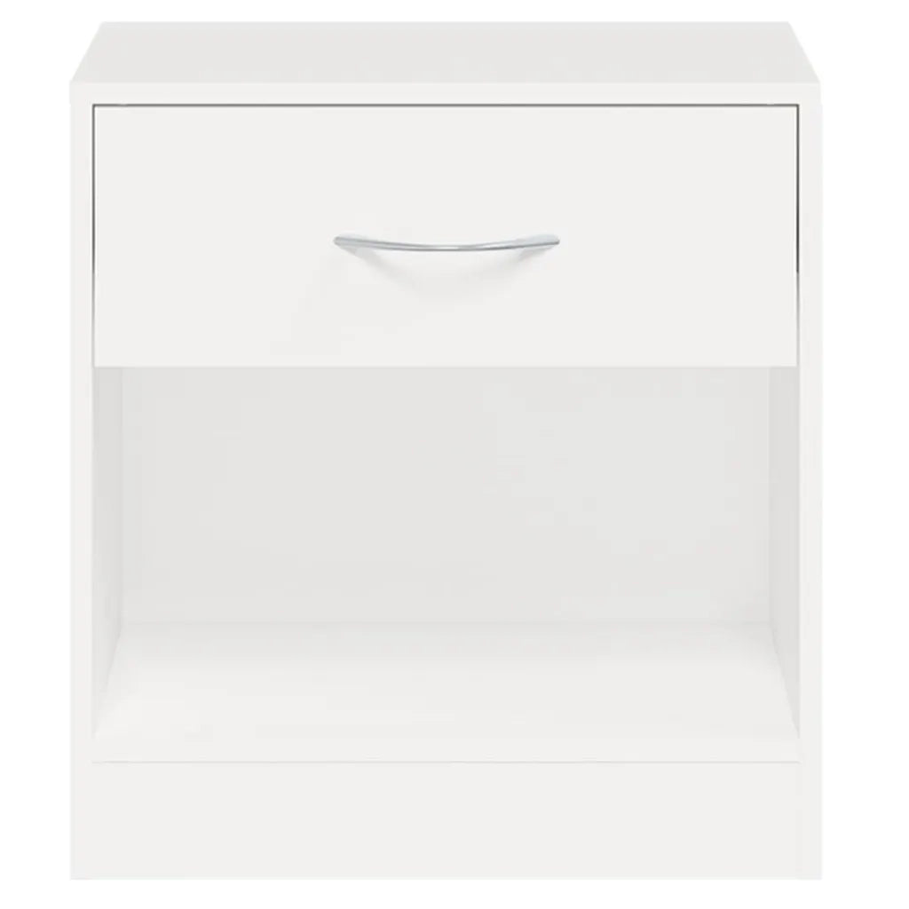 Set di 2 Comodini | Armadio da Notte | Mobiletto da notte con Cassetto Bianchi