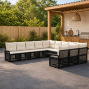 Set Divano da Giardino 11 pz Nero polyrattan 3434968