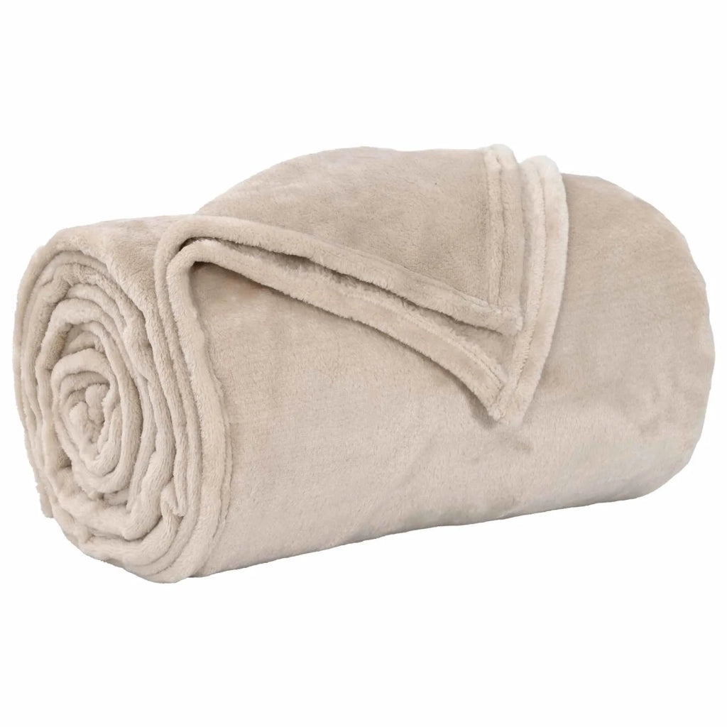 Coperte da Pile 6 pz Beige 220 x 240 cm Panno