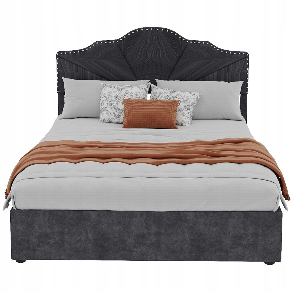 Letto imbottito 160x200 grigio con base sollevabile - Xylo