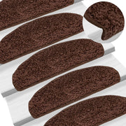 Tappetini per scale 15 pz 65x21x4 cm Marrone Semicircolari Grandi 133903