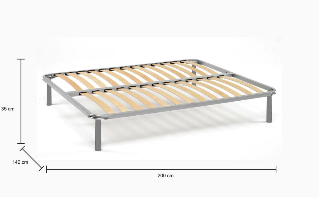 Rete letto matrimoniale Alga, Rete ortopedica in multistrato di betulla a 14 doghe, 100% Made in Italy, cm 140x200h 34