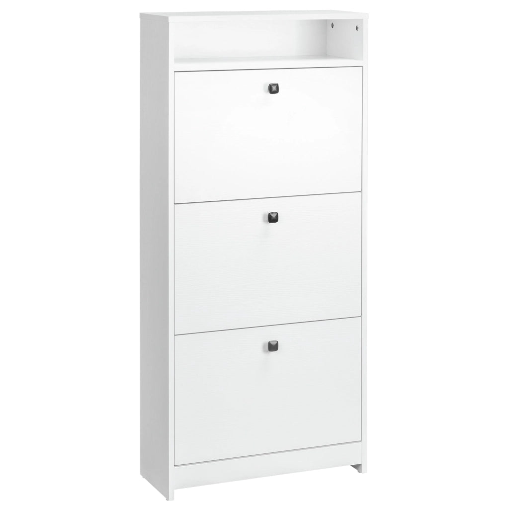 Scarpiera 3 Scomparti in Legno Bianco 60x24x132 cm