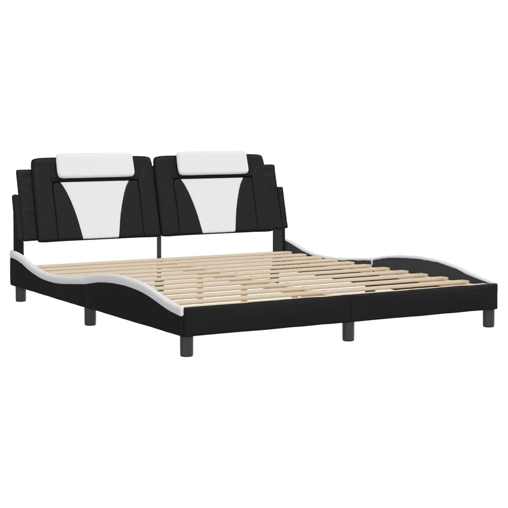 Giroletto Viana con LED senza Materasso-Struttura Letto Nero e Bianco 180x200 cm