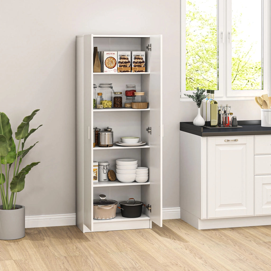 Cassettiera Moderna con 5 Ripiani Regolabili ¨C Minimal ¨C Legno, 60x31.5x165 cm, Bianco