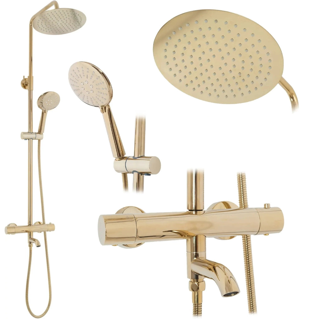 Set Doccia Da Incasso Con Termostatato Lungo Gold