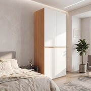 Armadio guardaroba con 3 cassetti portagioie e asta appendiabiti per camera da letto in MDF e pannello truciolare bianco