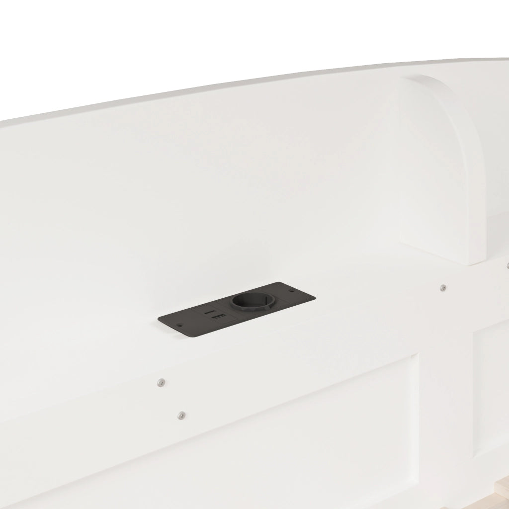 Letto a castello due posti 90 × 200 cm con presa USB e ripiani laterali in legno e MDF