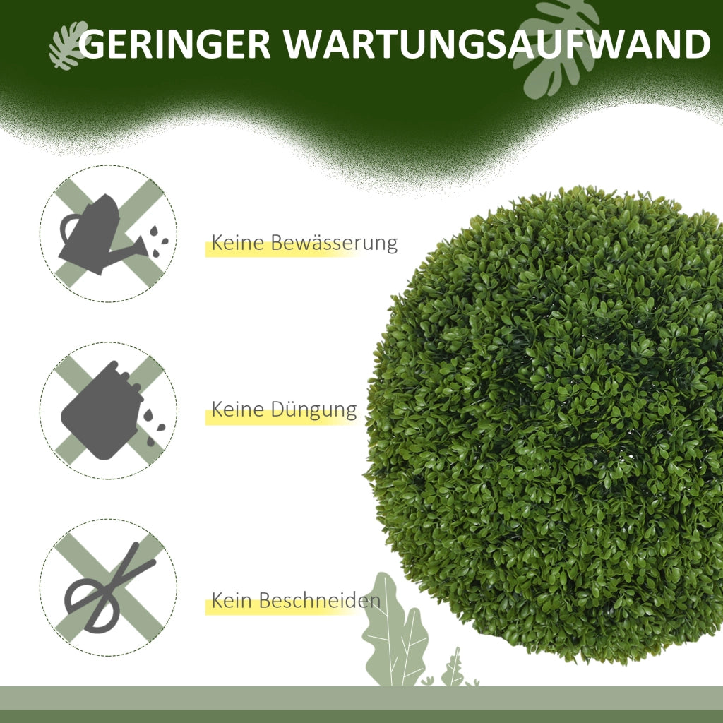 Sfere di bosso artificiali con 2 pezzi in plastica verde Ø 40 cm per interno ed esterno