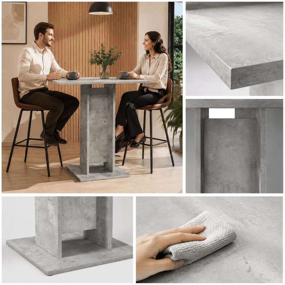Bistro Table, Concrete Grey, 60x60x75 Cm, Wood-based Material