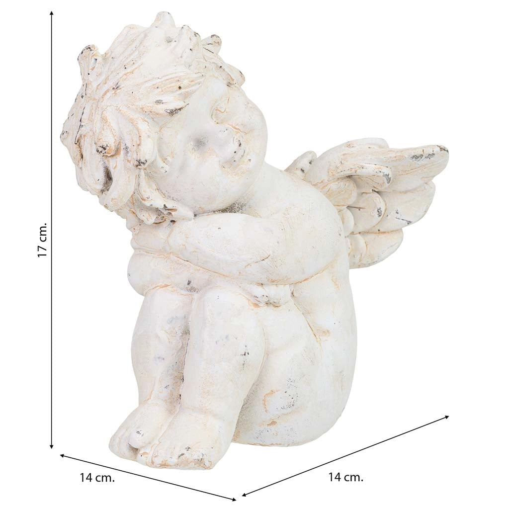 Figura decorativa a forma di angelo in magnesio bianco, 14x14x17h cm
