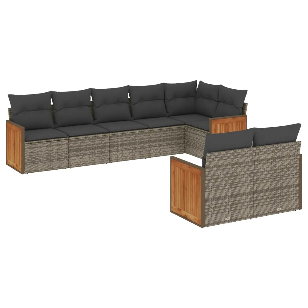 Set Divano da Giardino 8 pz con Cuscini Grigio in Polyrattan 3227831