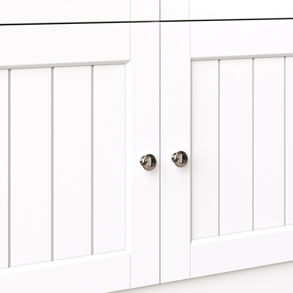Dispensa alta da cucina in MDF bianco con ante in acrilico cassetti ripiani regolabili LED 140 × 40 × 175 cm